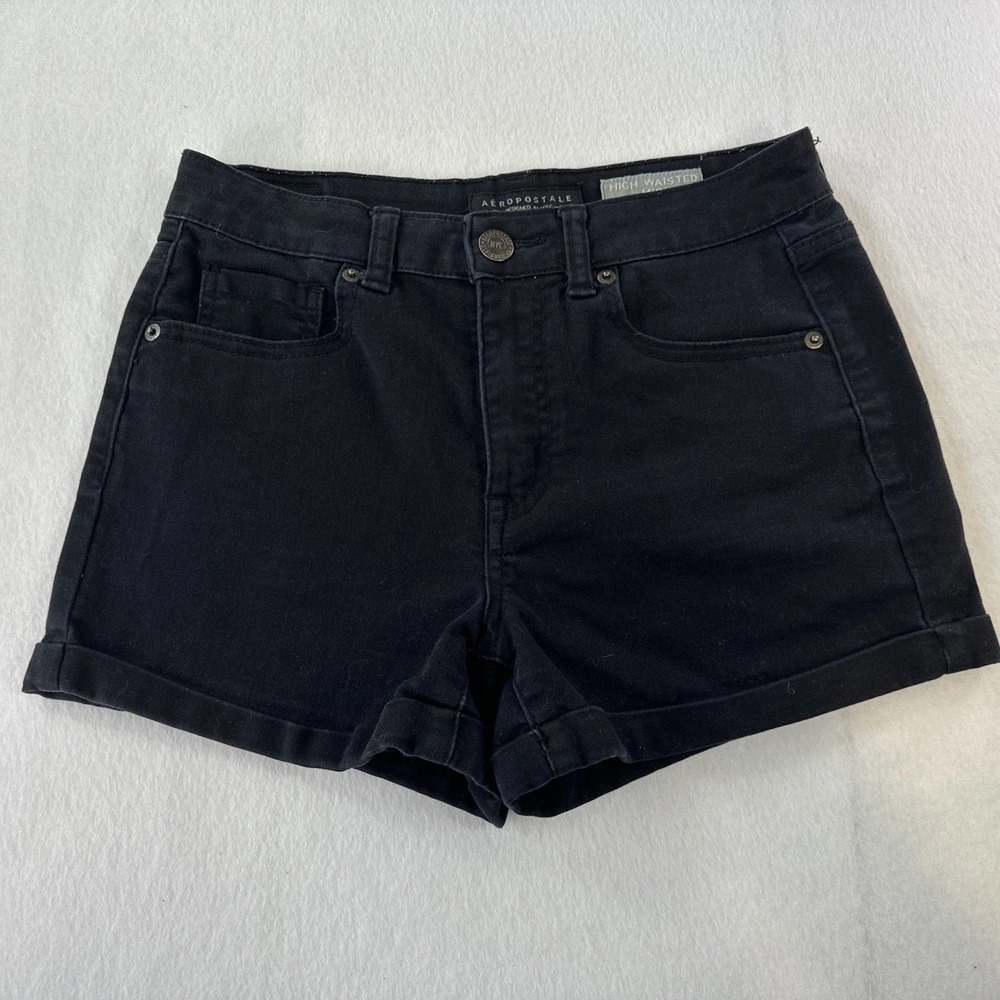 Aeropostale High Waisted Midi Black Shorts Women's Juniors Size 4